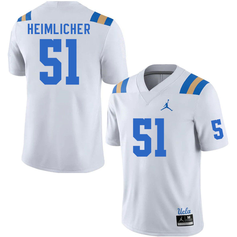 Men #51 Jake Heimlicher UCLA Bruins College Football Jerseys Stitched Sale-White